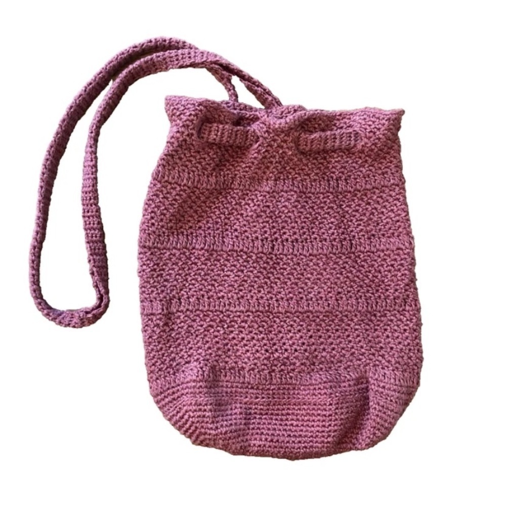 crochet bucket purse in pink Y2K
